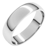 Platinum 5 mm Lightweight Half Round Band Size 10