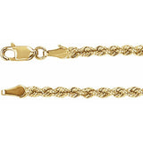 14K Yellow Gold 3 mm Rope 7" Chain
