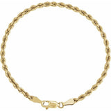 14K Yellow Gold 3 mm Rope 7" Chain