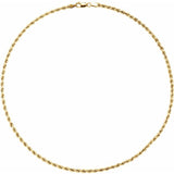 14K Yellow Gold 3 mm Rope 18" Chain