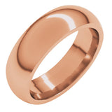 14K Rose Gold 6 mm Comfort-Fit Half Round Band Size 9