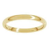 18K Yellow Gold 2 mm Lightweight Comfort-Fit Half Round Band Size 5