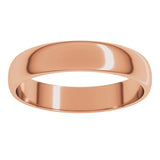 14K Rose Gold 4 mm Lightweight Half Round Band Size 6.5