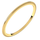 14K Yellow Gold 1 mm Half Round Band Size 7.5