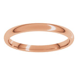 14K Rose Gold 2 mm Lightweight Comfort-Fit Half Round Band Size 5.5