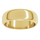 14K Yellow Gold 6 mm Half Round Band Size 6