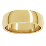 14K Yellow Gold 6 mm Lightweight Comfort-Fit Half Round Band Size 5.5