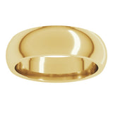 10K Yellow Gold 6 mm Comfort-Fit Half Round Band Size 9.5