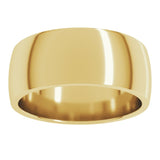 14K Yellow Gold 8 mm Lightweight Comfort-Fit Half Round Band Size 5.5
