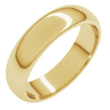 14K Yellow Gold 5 mm Half Round Band Size 13.5
