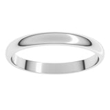 14K White Gold 2.5 mm Lightweight Half Round Band Size 6.5