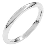 10K White Gold 2 mm Comfort-Fit Half Round Band Size 5.5
