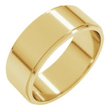 14K Yellow Gold 7 mm Stepped-Edge Flat Band Size 9