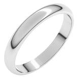 14K White Gold 3 mm Half Round Band Size 10