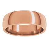 10K Rose Gold 6 mm Lightweight Comfort-Fit Half Round Band Size 11
