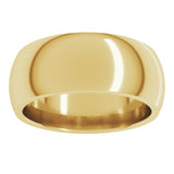 14K Yellow Gold 8 mm Comfort-Fit Half Round Band Size 8