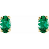 14K Yellow Gold Lab-Grown Emerald Earrings