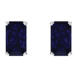 14K White Gold Lab-Grown Blue Sapphire Earrings