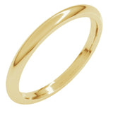 14K Yellow Gold 2 mm Comfort-Fit Half Round Band Size 10.5