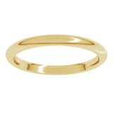14K Yellow Gold 2 mm Comfort-Fit Half Round Band Size 10.5
