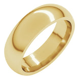14K Yellow Gold 6 mm Comfort-Fit Half Round Band Size 6.5
