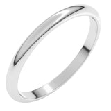 14K White Gold 2 mm Half Round Band Size 7.5