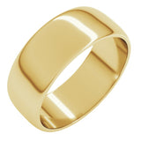 10K Yellow Gold 7 mm Lightweight Half Round Band Size 9