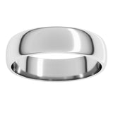 10K White Gold 5 mm Lightweight Half Round Band Size 10.5