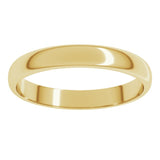 14K Yellow Gold 3 mm Lightweight Half Round Band Size 9