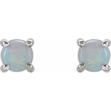 14K White Gold 5 mm Natural White Opal Earrings