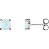 14K White Gold 6 mm Natural White Opal Earrings
