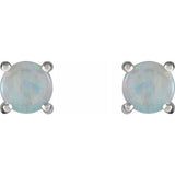 14K White Gold 6 mm Natural White Opal Earrings