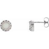14K White Gold  6 mm Natural White Opal Earrings