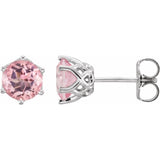14K White Gold Natural Pink Morganite Earrings