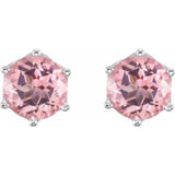 14K White Gold Natural Pink Morganite Earrings