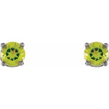 14K White Gold Natural Peridot Youth Earrings