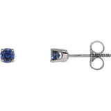 14K White Gold Lab-Grown Blue Sapphire Youth Earrings
