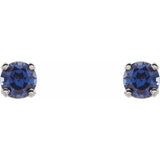 14K White Gold Lab-Grown Blue Sapphire Youth Earrings