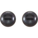 14K Yellow Gold 5-6 mm Cultured Black Freshwater Button Pearl Earrings