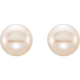 14K Yellow Gold 6-7 mm Cultured White Freshwater Button Pearl Earrings