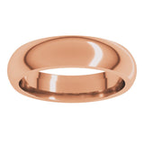 18K Rose Gold 5 mm Comfort-Fit Half Round Band Size 8.5