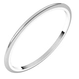 10K White Gold 1 mm Half Round Band Size 9
