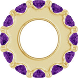 18K Yellow Gold-Plated Sterling Silver Natural Amethyst Spacer Charm/Pendant