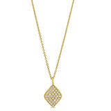 Gold Finish Sterling Silver Micropave Diamond Shaped Pendant with Simulated Diamonds on 16