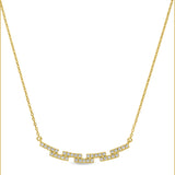 Gold Finish Sterling Silver Micropave Staggered Bar Necklace with Simulated Diamonds on 16