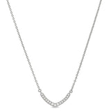 Platinum Finish Sterling Silver Micropave V Necklace with Simulated Diamonds on 16