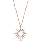 Rose Gold Finish Sterling Silver Micropave Open Starburst Pendant with Simulated Diamonds on 16