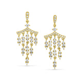 Gold Finish Sterling Silver Micropave Chandelier Earrings with Simulated Diamonds