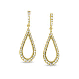 Gold Finish Sterling Silver Micropave Teardrop Earrings with Simulated Diamonds