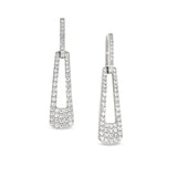 Platinum Finish Sterling Silver Micropave Door Knocker Earrings with Simulated Diamonds
